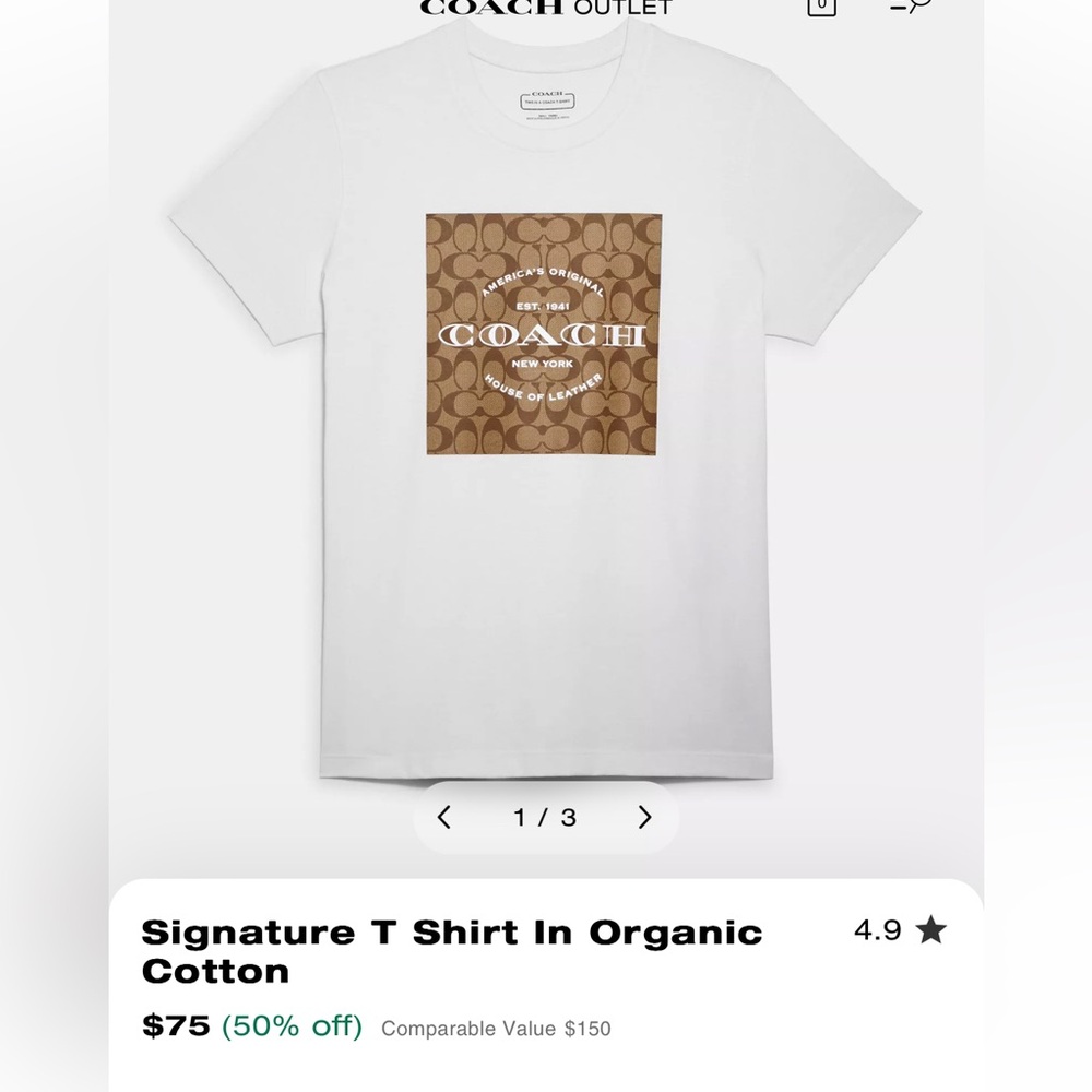 COPY - Coach White and Brown logo Graphic Tee Short Sleeve
